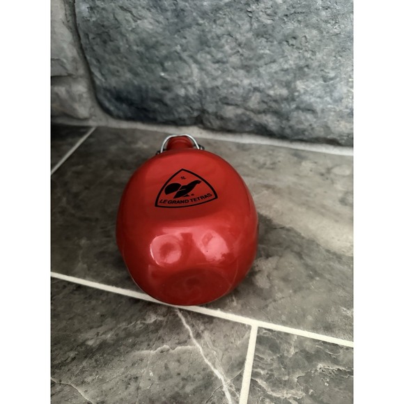 Vintage French Metal-Alu RED FLASK : LE GRAND TETRAS 1L Canteen Chicken - Picture 4 of 5